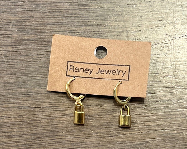 Raney Gold Lock Earrings