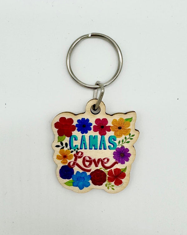 Camas Love Wood Keychain