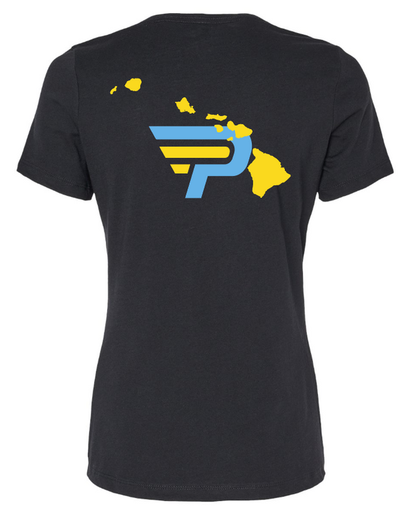 Women's POD Punahou BBall Island Black V-Neck Tee