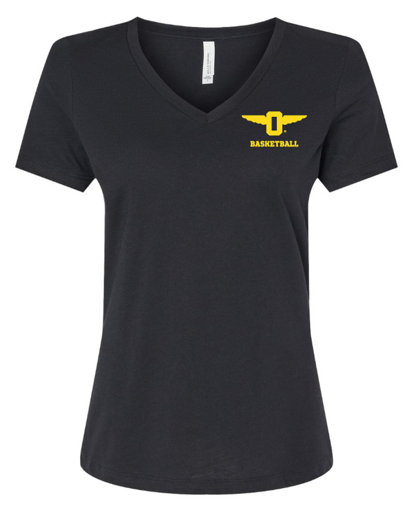 Women's POD Punahou BBall Island Black V-Neck Tee