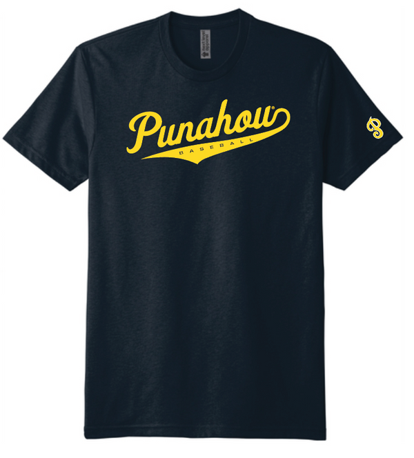 Adult POD Punahou Baseball Script Tee