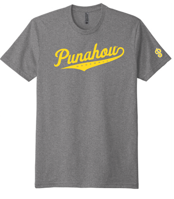 Adult POD Punahou Baseball Script Tee