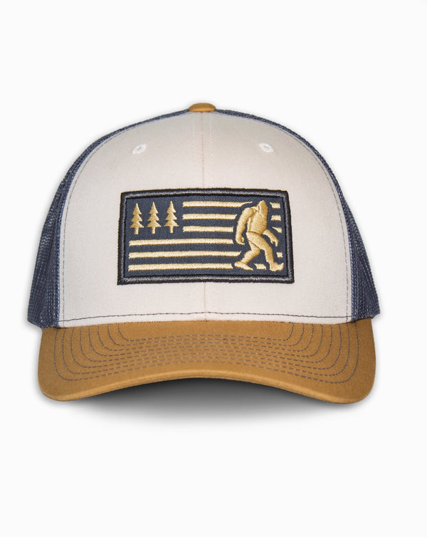 Bigfoot American Flag Trucker Hat