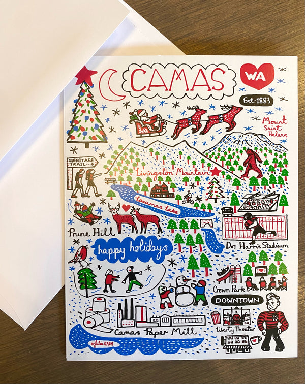 Julia Gash Camas Christmas Note Card 10 Pack