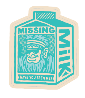 Small Bigfoot Missing Milk Sticker